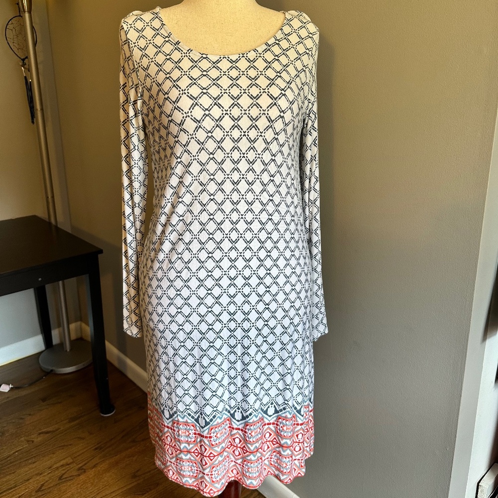 Loveappella Long Sleeve Criss Cross Scoop Back Dress